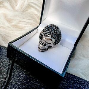 Thomas Sabo Skull Ring 925 Sterling Black Pave Set Zirconia Size 5.5